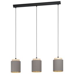 Loops Pendant Light Colour Black Brown Shade Cappuccino Fabric Bulb E27 3x40W