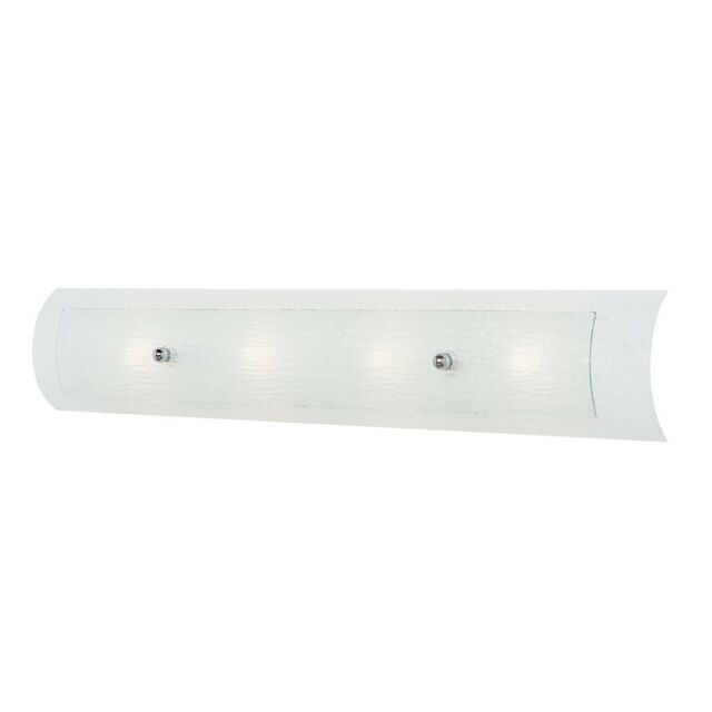 Loops IP44 4 Bulb Wall Light Bent Linen Glass Frames Polished Chrome LED G9 3.5W in Clear