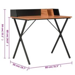 Berkfield Home Desk Black & Brown 80x50x84 cm - Size: 80 x 50 x 84 cm - thumbnail 7