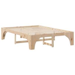 Berkfield Home Floor Bed Frame with Storage Brown 150 x 200 cm Solid pine wood in Natural
