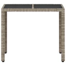 Berkfield Home Garden Table with Glass Top Light Grey 90x90x75 cm Poly Rattan - Size: 90 x 90 x 75 cm - thumbnail 5