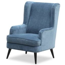 Wyld Haus Trenton Blue Velvet High Back Wing Armchair - thumbnail 2