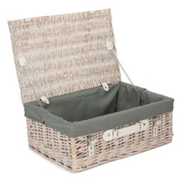 Red Hamper 45cm White Picnic Basket with Grey Lining