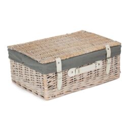 Red Hamper 45cm White Picnic Basket with Grey Lining - thumbnail 3