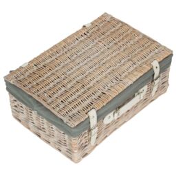 Red Hamper 45cm White Picnic Basket with Grey Lining - thumbnail 2