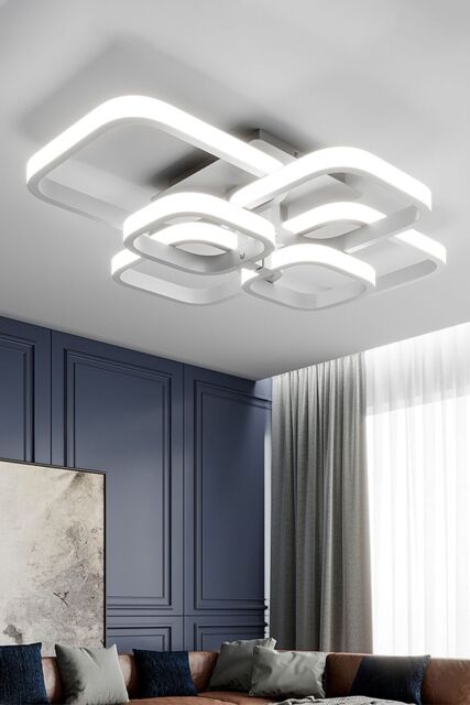 Living and Home Contemporary LED Semi Flush Ceiling Light in White - image 1