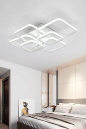 Living and Home Contemporary LED Semi Flush Ceiling Light in White - thumbnail 2