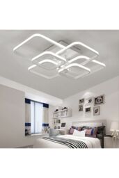 Living and Home Contemporary LED Semi Flush Ceiling Light in White - thumbnail 5