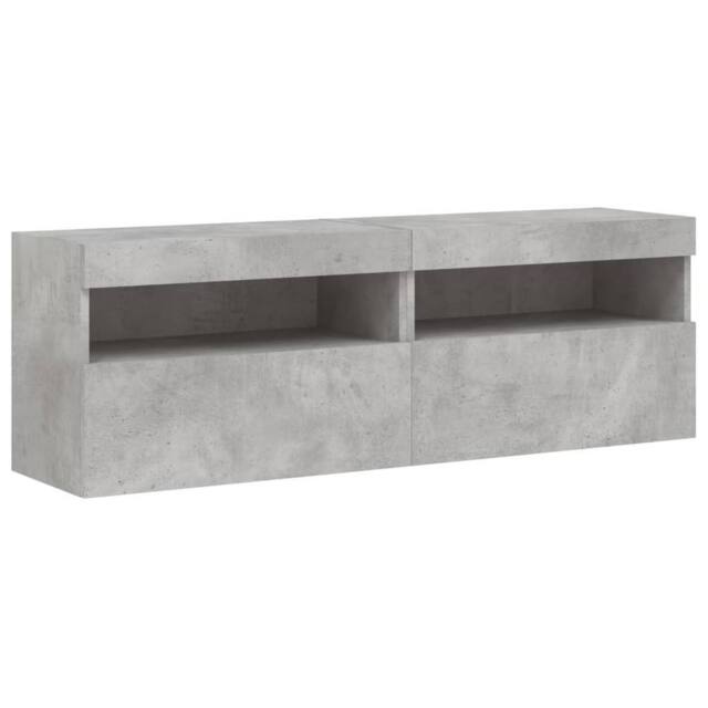 Berkfield Home TV Wall Cabinets with LED Lights 2 pcs Concrete Grey 60x30x40 cm - Size: 60 x 30 x 40 cm - image 1