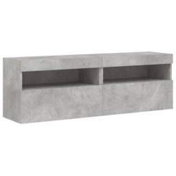 Berkfield Home TV Wall Cabinets with LED Lights 2 pcs Concrete Grey 60x30x40 cm - Size: 60 x 30 x 40 cm - thumbnail 1