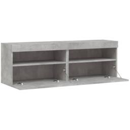 Berkfield Home TV Wall Cabinets with LED Lights 2 pcs Concrete Grey 60x30x40 cm - Size: 60 x 30 x 40 cm - thumbnail 8
