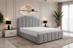 SOFT SNOOZE BEDS Art Deco Ottoman Divan Storage Bed in Plush Velvet in Silver - Size: King