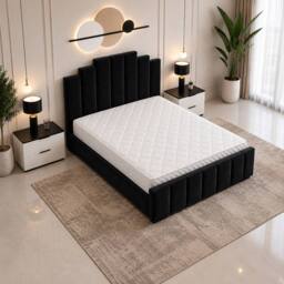 SOFT SNOOZE BEDS Art Deco Ottoman Divan Storage Bed in Plush Velvet in Silver - Size: King - thumbnail 8