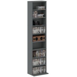 HOMCOM 260 CD Storage Unit 120 DVD Storage Tower with 9 Compartments in Grey - thumbnail 2