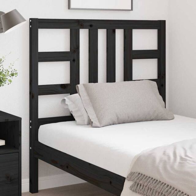 Berkfield Home Beautiful Bed Headboard Black 96x4x100 cm Solid Wood Pine - Size: 96 x 4 x 100 cm - image 1