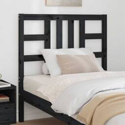 Berkfield Home Beautiful Bed Headboard Black 96x4x100 cm Solid Wood Pine - Size: 96 x 4 x 100 cm - thumbnail 2