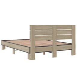 Berkfield Home Bed Frame without Mattress Sonoma Oak 140x200 cm in Brown - thumbnail 6