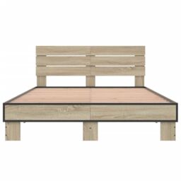 Berkfield Home Bed Frame without Mattress Sonoma Oak 140x200 cm in Brown - thumbnail 4