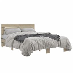 Berkfield Home Bed Frame without Mattress Sonoma Oak 140x200 cm in Brown - thumbnail 2