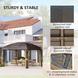 OUTSUNNY 3 x 4m Hardtop Gazebo Aluminium Garden Pavilion in Dark Brown - thumbnail 6
