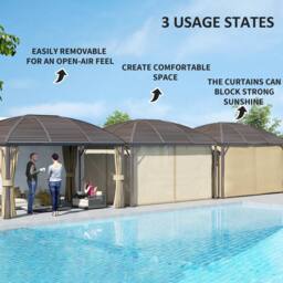 OUTSUNNY 3 x 4m Hardtop Gazebo Aluminium Garden Pavilion in Dark Brown - thumbnail 4