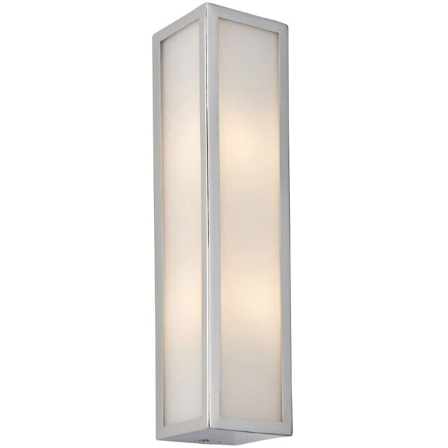 Loops Bathroom Wall Light Fitting - Chrome Plate & Frosted Glass Shade - Twin Lamp in Clear - image 1