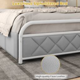 Costway King Size Modern Faux Leather Upholstered Platform Bed - thumbnail 9