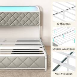 Costway King Size Modern Faux Leather Upholstered Platform Bed - thumbnail 8