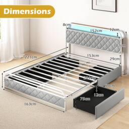 Costway King Size Modern Faux Leather Upholstered Platform Bed - thumbnail 2