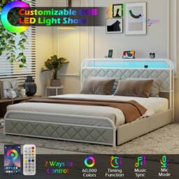 Costway King Size Modern Faux Leather Upholstered Platform Bed - thumbnail 5