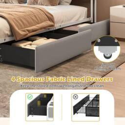 Costway King Size Modern Faux Leather Upholstered Platform Bed - thumbnail 7
