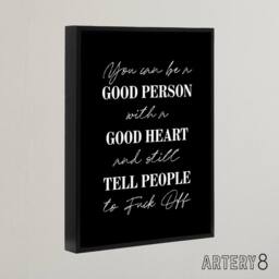 "Artery8 Good Person With A Good Heart Funny Cheeky Black Framed Canvas Art - Size: W12"" x H16""" - thumbnail 2