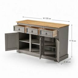 Hinsinc Grey Mexican Style 3 Door 3 Drawer Pine Sideboard - Size: 0.6m2 - thumbnail 2