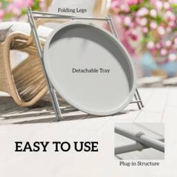 EONLION 46cm Round Garden Table Side Table in Grey - Size: 100 cm - thumbnail 4