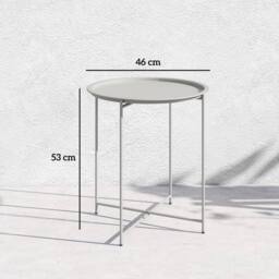 EONLION 46cm Round Garden Table Side Table in Grey - Size: 100 cm - thumbnail 2