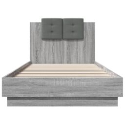 Berkfield Home Bed Frame with LED without Mattress Grey Sonoma 90x200 cm - thumbnail 6