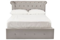 Orsina Contemporary Double Ottoman Bed, Elegant Winged Headboard in Silver - thumbnail 1