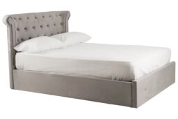 Orsina Contemporary Double Ottoman Bed, Elegant Winged Headboard in Silver - thumbnail 5