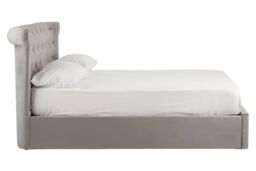 Orsina Contemporary Double Ottoman Bed, Elegant Winged Headboard in Silver - thumbnail 4