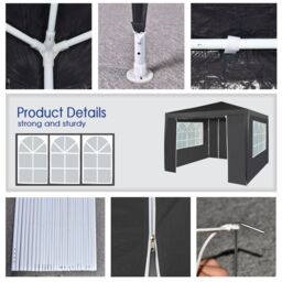MCC Direct 3x3m Event Gazebo with Removable Sides in Grey - thumbnail 4