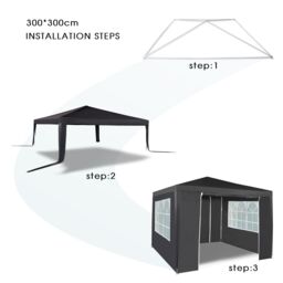 MCC Direct 3x3m Event Gazebo with Removable Sides in Grey - thumbnail 3