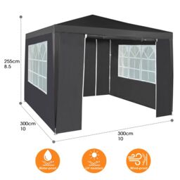 MCC Direct 3x3m Event Gazebo with Removable Sides in Grey - thumbnail 2