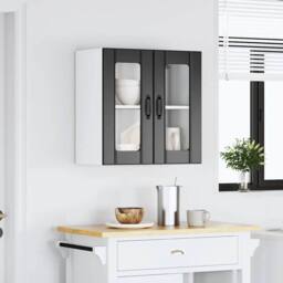 Berkfield Home Kitchen Wall Cabinet with Glass Door Lucca Black Engineered Wood - thumbnail 1