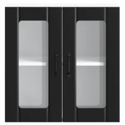 Berkfield Home Kitchen Wall Cabinet with Glass Door Lucca Black Engineered Wood - thumbnail 6