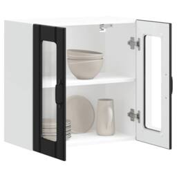 Berkfield Home Kitchen Wall Cabinet with Glass Door Lucca Black Engineered Wood - thumbnail 5