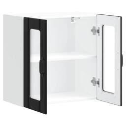Berkfield Home Kitchen Wall Cabinet with Glass Door Lucca Black Engineered Wood - thumbnail 7