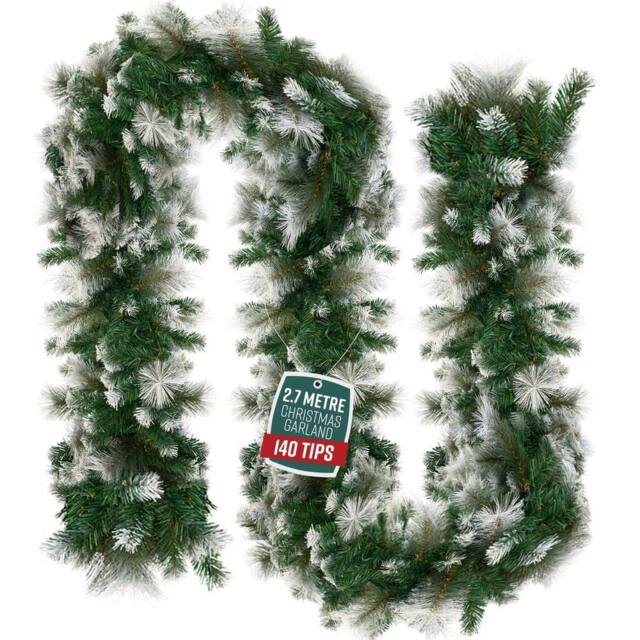 Globrite Pine Christmas Snow-Tipped Garland - Christmas Decoration - 9 ft/2.7M in White - image 1