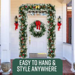 Globrite Pine Christmas Snow-Tipped Garland - Christmas Decoration - 9 ft/2.7M in White - thumbnail 6