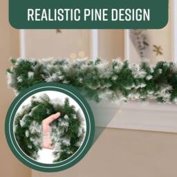 Globrite Pine Christmas Snow-Tipped Garland - Christmas Decoration - 9 ft/2.7M in White - thumbnail 3
