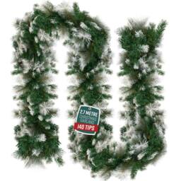 Globrite Pine Christmas Snow-Tipped Garland - Christmas Decoration - 9 ft/2.7M in White